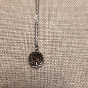 Silver and Brown Pendant Necklace